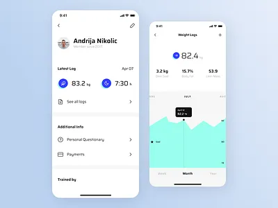The Club - Profile app calendar chart charts clean date datepicker fitness fitness app icon interface ios mobile mobile ui tabs ui ux workout