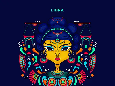 Libra desi icon illustration india sticker stickers vector zodiac
