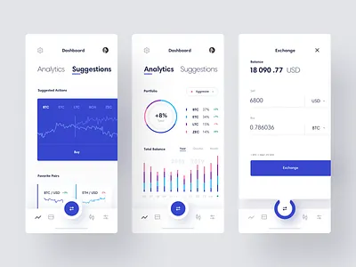 Cryptocurrency Exchange App analytics app bitcoin blockchain clean concept crypto cryptocurrency dashboard data design interaction interface ios iphone minimal mobile ui ux wallet