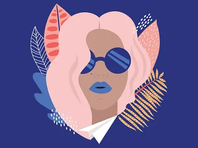 Traveling girl abstract abstract art blue design dribbble girl glasses illustration leaves pink plane vector vectornator
