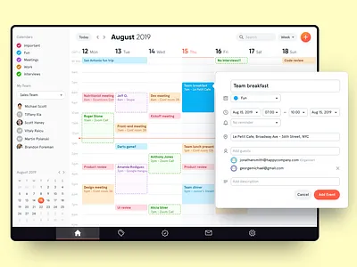 Calendar App analytics calendar calendar 2019 calendar app calendar design calendar ui dashboard dashboard ui forms web app web app design web application design