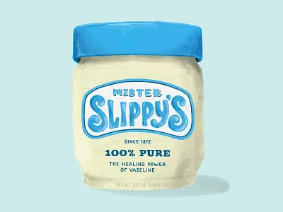 Mister Slippy's (Vaseline) branding hand drawn illustration ipadproart lettering packaging