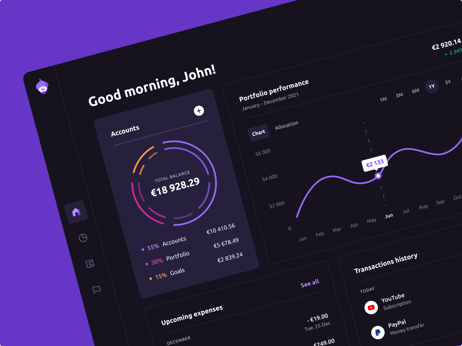 Example of Vizier - Fintech Web Application Dark Theme