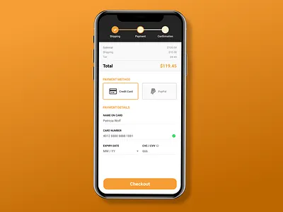 Mobile Checkout - DailyUI #002 app dailyui ecommerce ios mobile ui vector web