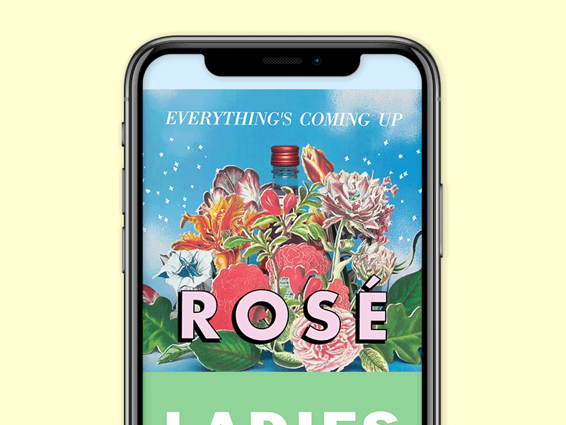 Everything's Coming Up Rosé animation flowers gif happy hour invitations media paperless post product design rose stop motion wine
