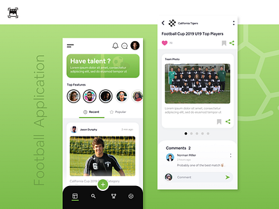 Football Application application ui design design app football app football club game homepage interests minimal mobile app mobile ui social app social network sports sports design ui user experience userinterface ux visual design