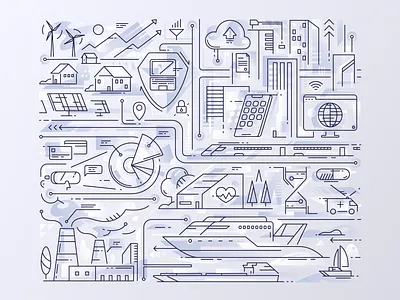 Illustration - digital economy analytical center digital economy icon illustration outline tolstovbrand vector