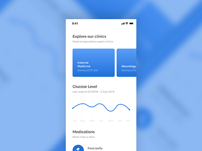Medical Clinics blue chart clinics glucose graph health health care ios iphone medical medical design medication medicine mobile sugar sugar blood ui uiux ux vital