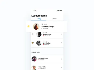 Mobile Leaderboard clean ios minimal mobile mobile design mobile designer ui design ui designer ux design ux designer