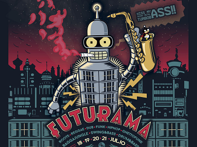 L'embolic presenta : Futurama 2019! cartel design digital art illustration music art vector
