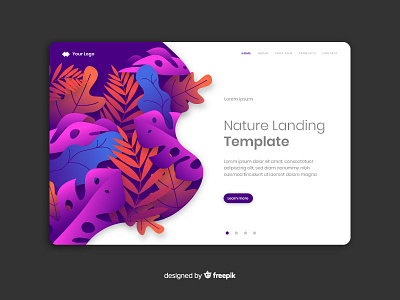 Nature Landing Page business colorful gradient landing layout leaf leaves nature organic page plant template web