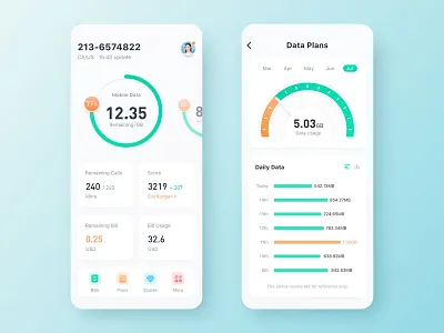 Mobile Data 5g app colorful design flat mobile data ui ux