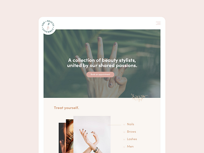 The Beauty Assembly beauty beauty website design digital green nail salon nails ui ux vector web design website