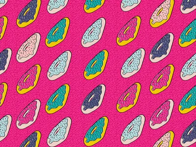Donut pattern swatch baked goods color colorful dessert donuts doughnut flat gouache illustration motif pastel pattern pink surface design surface pattern swatch watercolor