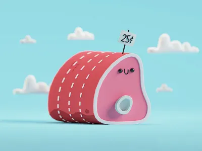 Sky Ham! b3d blender ham illustration isometric render sky