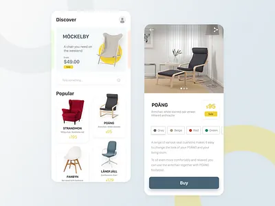 Furniture Shop App Exploration android app flat furniture furnitureapp ios material minimal minimalist mobileapp white