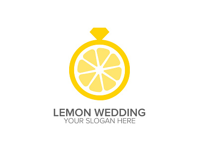 Lemon Wedding Logo fruit gold heart lemon logo love modern negativespace ring unique wedding yellow
