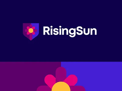 Rising Sun Church Logo Design - Religion, Cross, Christianity brand branding identity business cards stationery cross catholic christian graphic design designer icon icons symbol logo loog lgoo lgo religion church religious shield star petal sun flower nature