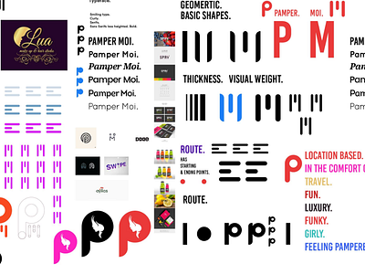 Setting up the mood for Pampermoi Logo logo design mood board work in progress