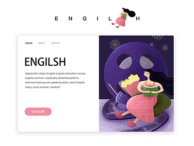 Watch movies and learn English illustration ui webdesign