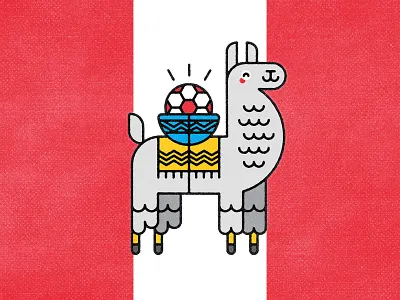 Perú 2019 animal copa america cute design flat football illustration llama minimal monoline peru soccer vector