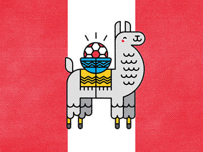 Perú 2019 animal copa america cute design flat football illustration llama minimal monoline peru soccer vector