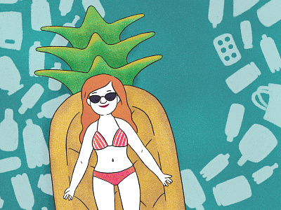 Oceans Day digital illustration illustration oceans day pineapple planet plastic waste pollution save the planet seaside