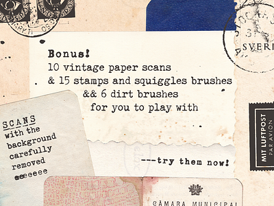 Fletcher Typewriter font and extras design digital collage retro design typewriter font vintage design vintage paper scans vintage stamp brushes
