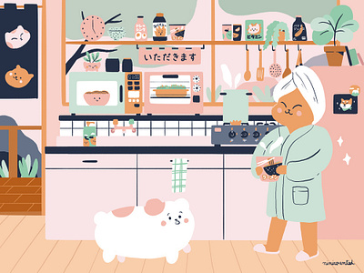 Japanese Kitchen cat character food japan japanese kitchen