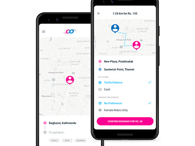Reimagining Tootle Experience android app maps material design mobile app mobile app design motorbike ride ridehail rideshare uber ui design
