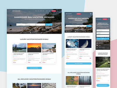 Vacation Aggregator accurate design clean design landing landing page mobile site ui ux
