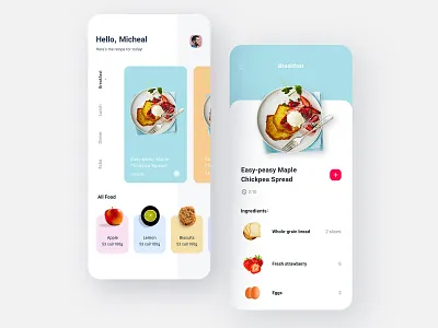 Health Diet App app clean diet food grid health health app interface ui ux