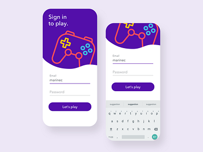 Game Center Login page app colors design game games illustration input keyboard login login page mobile play playful purple signin signup ui ui design ux wave