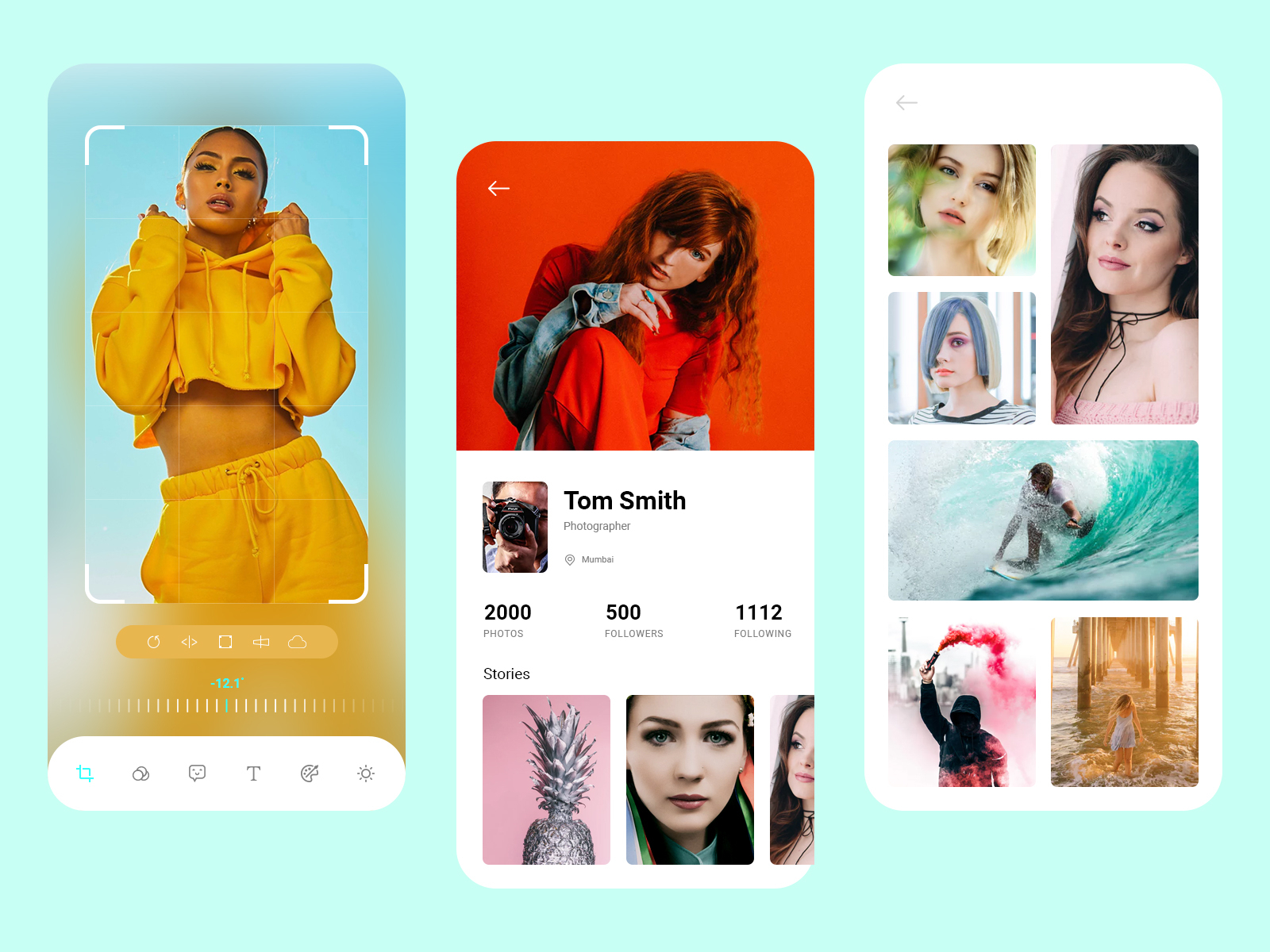 Photography & photo editor app app branding creative design designoweb designowebtechnologies gradient illustration photoshop typography ui ux vector