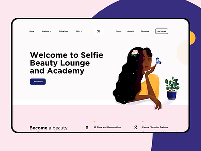Beauty Lounge Landing Page academy beauty cuberto design graphics hair icons illustration interface landing page lounge make up salon selfie style ui ux web