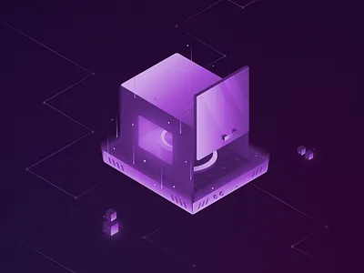 Isometric illustration - Corrosion Cleaner box dots illustrations isometric isometric design isometric illustration isometry magic purple