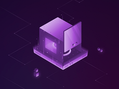 Isometric illustration - Corrosion Cleaner box dots illustrations isometric isometric design isometric illustration isometry magic purple