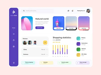 Dashboard - DreamDom app clean colors dashboard design landing minimal mobile ui ux vector web website