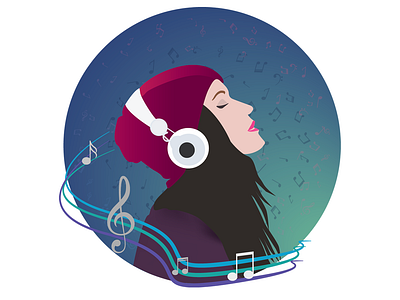 Music is like a dream... characterdesign design girl hobby illistrator illustraion music relax relaxing ui vector
