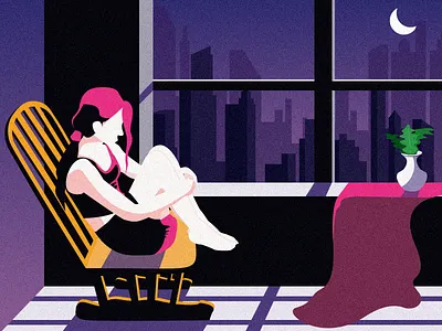 night city colors design home illustration lonely moonshine night purple sketch