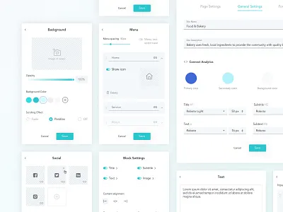 Web builder: Settings dashbaord design interface popup product design settings site builder sketchapp template ui ux web web builder