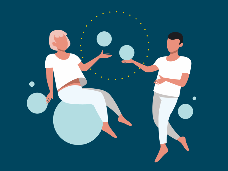 Floating beauty dribbble flat vector woman
