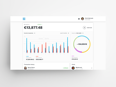 Web Wallet Homepage Concept (Light) bank app dashboard finance app fintech light theme light ui wallet app web application web design
