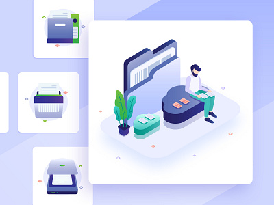 Archiving center concept animation design icon ikona illustration ilustracja isometric picture projekt webillustrations wektor