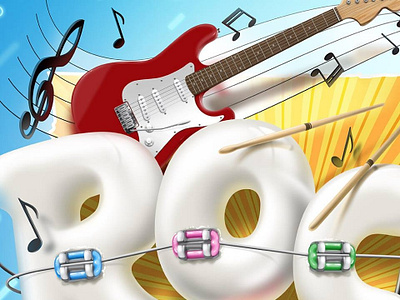 ROCK detail. 3d design guitar lettering music photoshop photoshop art rock texture typography