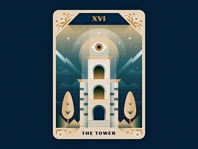 Tower Tarot - Rework 16 design destruction eye illustration illustrator lightning occult ornament photoshop tarot texture tower vector xvi