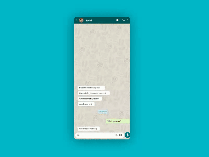 Whatsapp Swiggy Integration animation chat chat bot design food message messaging messenger motion motion design motiongraphics privacy swiggy ui ux whatsapp