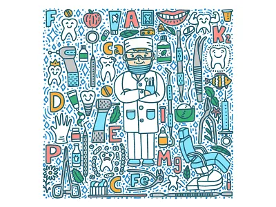 Dentist dental care dental clinic dentist dentistry doctor doodle hand drawn illustrator ipad procreate vector