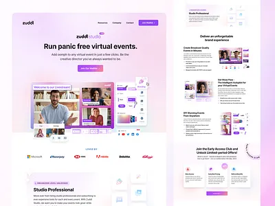 Zuddl Studio | Landing Page Design b2b saas customisation events features landing page launch pricing production saas ui waitlist web design webinars