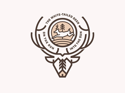 White-tailed Deer antlers badge deer illustration lineart minimal nature sun